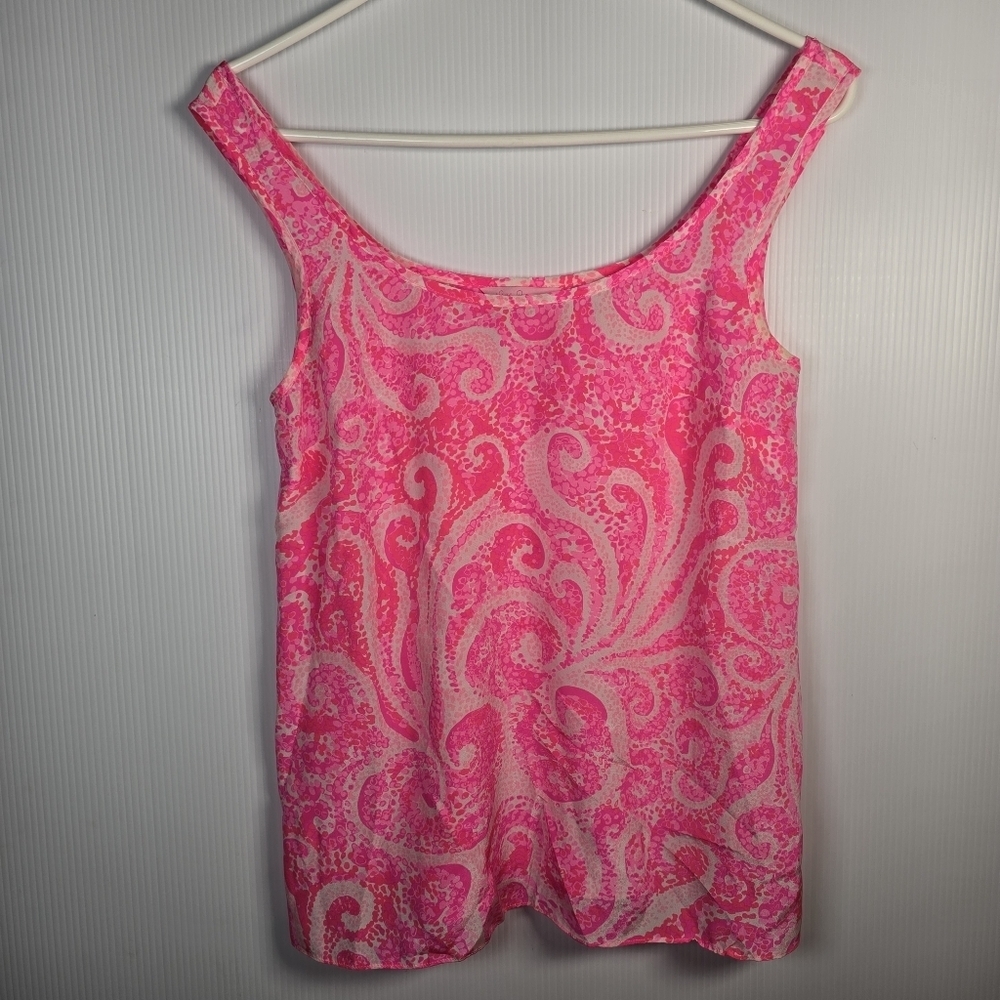 Lilly Pulitzer Women's Cosmos Sleeveless Silk Tank In Pink Pout Size XS - Picture 4 of 13